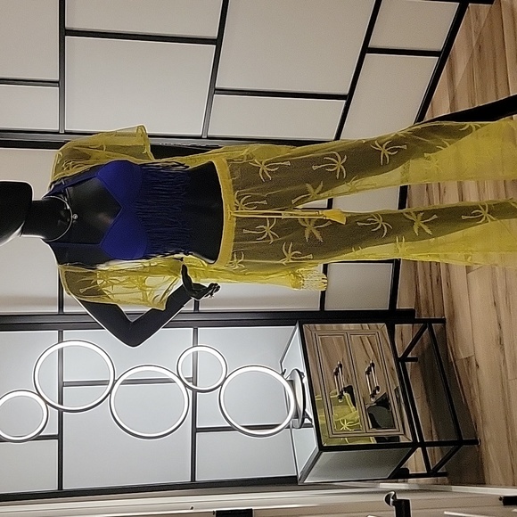 MIKEN Swim Other - MIKEN Swim | 2-piece | Mesh Swimsuit Coverup | Sz. S | Mustard | NWOT + Swim top
